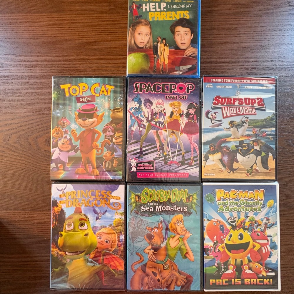 Mixed Brand DVD Blu-ray Lot‎ Kids 7-Pack Multicolor New Sealed Family Movies